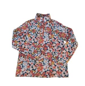 Lands' End Any Weather Fleece Quarter Zip Pullover Long Sleeve Top MEDIUM 10-12